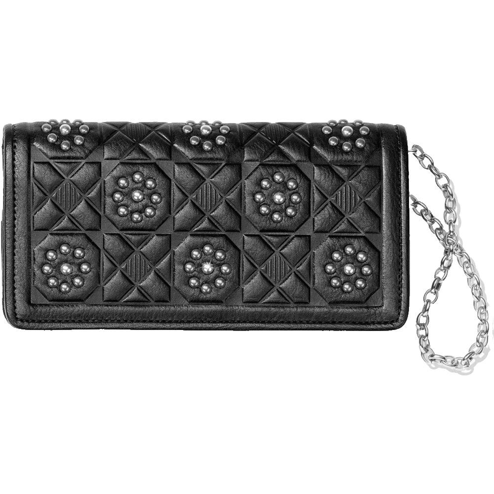 NWT BRIGHTON Rockmore Pretty Tough wallet crossbody with chain black silver